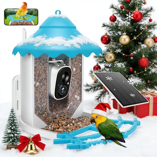 2K HD Smart Bird Feeder with Camera &Solar Powered | Bird Feeder Camera Wireless Outdoor, AI Identify Bird Species, Auto Capture Videos, Instant Notifications SD&Cloud