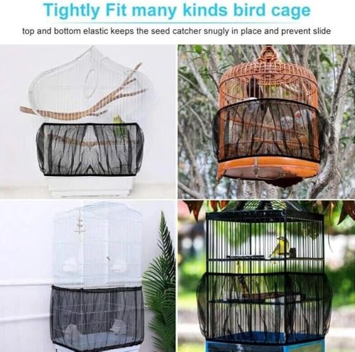 Bird Cage Cover,Universal Birdcage Seed Catcher Guard Net Cover, Nylon Pet Bird Cage, Airy Gauze Birdcage Accessories Mesh Net Bonsai Protection Accessories