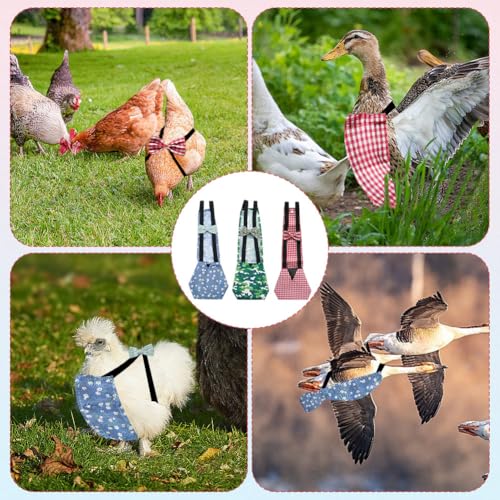 CREATCABIN 3Pcs 3 Styles Indoor Chicken Diaper Pet Duck Diapers Polyester Washable Waterproof Adjustable Reusable Ducking Clothes with Bow Tie for Real Chickens Birds Accessories 15.35 x 5.9 Inch