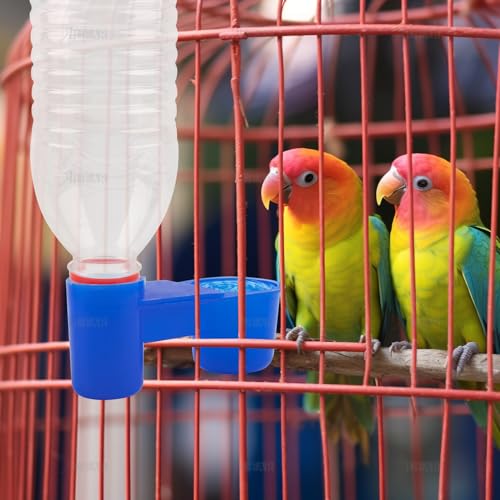 AUEAR, Set of 12 Bird Drinker Feeder Cup Soda Pop Water Bottle Plastic for Pigeons Parrot Chicken Supplies (Blue) - color: Blue