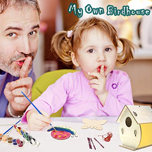 Home Composer 4 Pack DIY Bird House Wind Chime Kits for Children to Build and Paint, Wooden Arts and Crafts for Kids Girls Boys Toddlers Ages 8-12 4-6 6-8