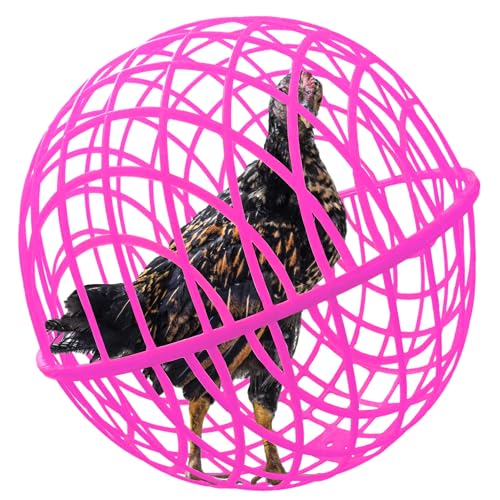 15.7" Ball-Shaped Movable Chicken Coop,Pigeon Rabbit Duck Safe Walking Net,Preventing Trampled by Horse,Predation by Eagles,Dog Bites.Pet Removable Prevent Harassment Safety Hutch - color: Rose