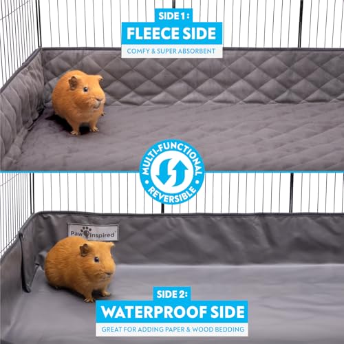Paw Inspired Critter Box Cage Liner, Raised Sides, C&C 2x4 (12 Inch Grids) | Washable Fleece Bedding for Guinea Pigs Rabbits, Hamsters, Small Animals, Edge Protected Pee Pads - size: 2x4 (12" Grids)