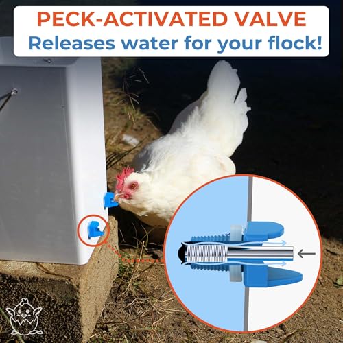 Lil'Clucker Horizontal Chicken Waterer Nipples, Pack of 15 Chicken Nipple Waterer with Drill Bits, Easy Install Automatic Chicken Waterer System, No Leak Chicken Water Feeder, Poultry Waterer - Blue - color: Blue