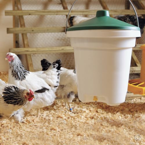 Premier 1 Bucket Nipple Waterer for Chickens & Poultry | 3 recessed nipples keep reservoir clean. Hangs via included adjustable cord. For 35 adult birds & waterfowl. 3-gallon, 15"H.