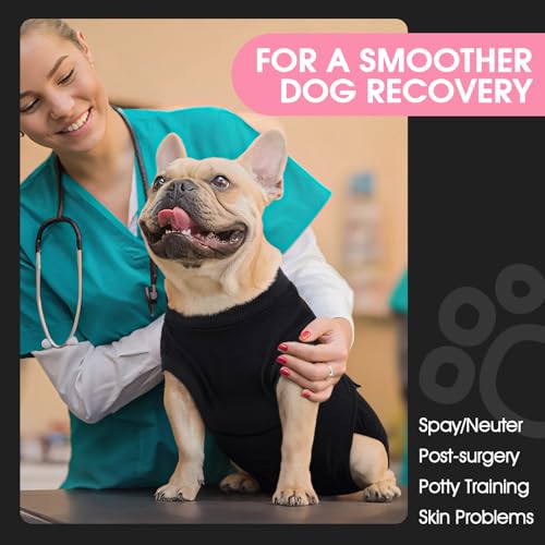 Dog Recovery Suit Male,Dogs Surgery Neuter Suits Puppy Spay Shirts | for Female Protect Dog's Skin Anti Licking Abdominal Wounds Doggie Onesie Pet Bodysuit Alternative to Cone Black XS - color: Black, size: Xs(back:8.3-11.4in,wt:4-7lbs)