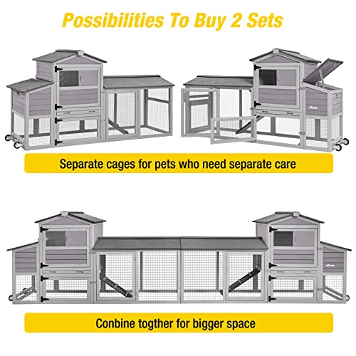 Aivituvin Chicken Coop Large Hen House with Wheels and Nesting Box for 2-4 Chickens 80.6" L