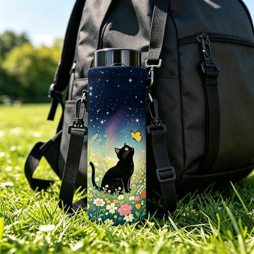 AMARY 750ML Neoprene Water Bottle Carrier Bag with Adjustable Shoulder Strap,Insulated Water Bottle Cover for Stainless Steel/Glass/Plastic Bottles 24OZ (AM-24-750-2) - color: AM-24-750-2