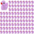 100 Pcs Mini Resin Ducks Tiny Ducks Miniature Duckies Bulk Figures for Garden Micro Landscape Home Prank Game Micro Landscape Aquarium Dollhouse Ornament DIY Handmade School (Light Purple) - color: Light Purple