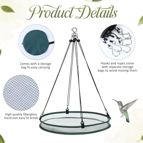 FoldTier 2 Pieces Universal Wild Bird Seed Catcher Hanging Hoop Platform Bird Seed Catcher Tray for Hummingbird Feeders Bee Feeder Outdoor Garden Accessories (20 Inch) - size: 20 Inch