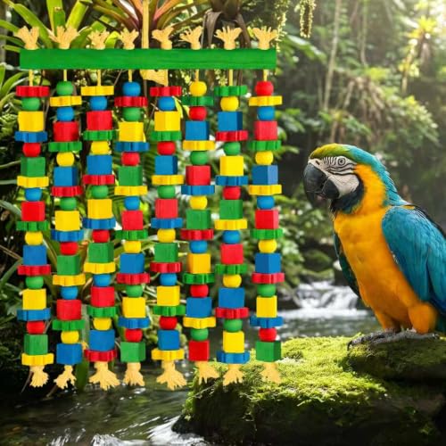 Large Parrot Toy, Natural Wood Bird Toys Bird Chewing Toys for Macaws, African Grey, Cockatoos, Amazon Parrots, Conures, Lovebirds, Budgies - size: Large