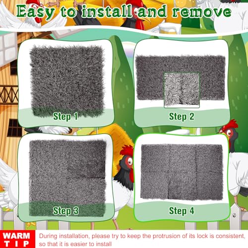 Zhengmy 12 Pcs Chickens Nesting Pads Set Nest Box Bedding Washable Nesting Pads for Chicken Coop, Artificial Grass Rug Carpet Synthetic Turf Mat, 12 x 12 x 1.2 Inches (Gray) - color: Gray