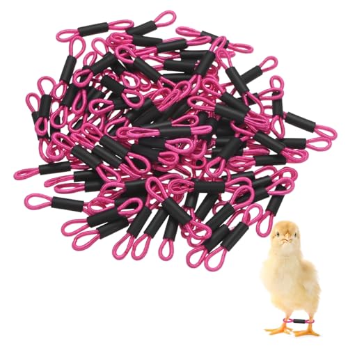 M METERXITY 100-Pack Adjustable Chick Leg Bands, 1.38" x 0.2" Polyester Chicken Leg Brace for Chicks/Ducks/Birds [Rose Red] Poultry Leg Bands - color: Rose Red