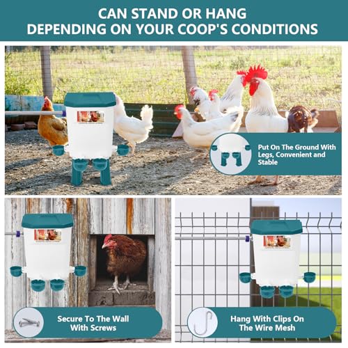 Lilyang Automatic Chicken Waterer, Auto Water Refills | Float-Controlled Poultry Watering System, Connects Directly to 3/4" Faucet & Hose (No Fitting Required), Standing/Hanging Use - color: Blue