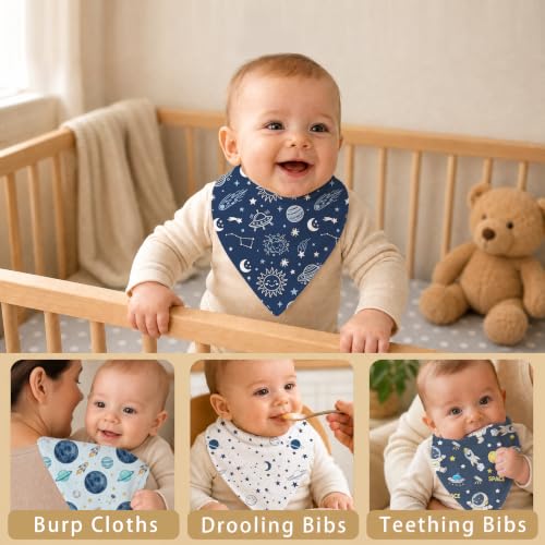 Baby Organic Cotton Teething Cloth Newborn Baby Burp Cloth Bandana Drool Cloth for Drooling Cotton Baby Gifts - color: Space