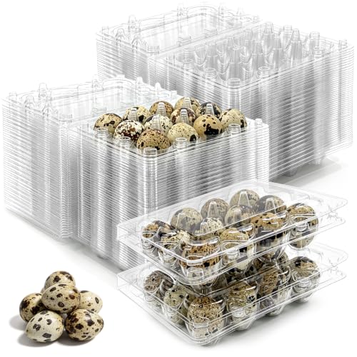 100 Pack Quail Egg Cartons, 12 Count Clear Egg Trays with Lids | Small Egg Storage Holders, Plastic Bulk Egg Boxes for Quail, Pheasant, Pigeon Refrigerator Storage and Display