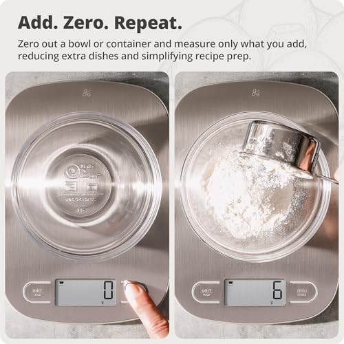 Greater Goods Food Scale, Slim & Compact, 1g Precision (Stainless Steel) | Digital Kitchen Scale for Cooking, Meal Prep & Portion Control, Tare, Auto Shut-Off, g/oz/lb/ml Conversion & Calorie Tracking - color: Stainless Steel