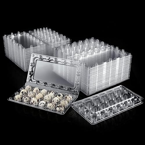 100 Pcs Quail Egg Cartons, 18 Grids Plastic Egg Storage Boxes, Stackable, Reusable for Pheasant & Pigeon Eggs