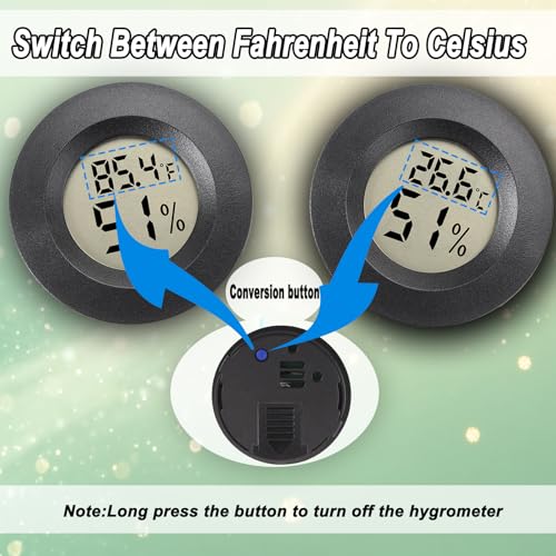 Mini Hygrometer Digital Thermometer Humidity Meter 4 Pack Hygrometer Thermometers Indoor/Outdoor Humidity Monitor Reptile Thermometer for Greenhouse Garden Cellar Fahrenheit(℉)/ Celsius(℃)
