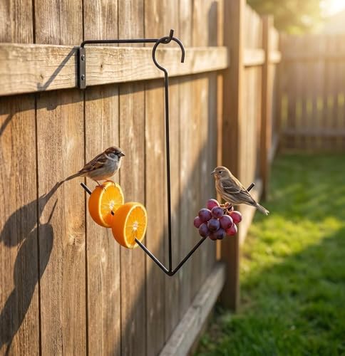 2 Pack Oriole Feeder for Outdoors Hanging, Fruit Feeder with 2 Prongs for Oriole and Wild Birds, Black with Hook, Garden Patio