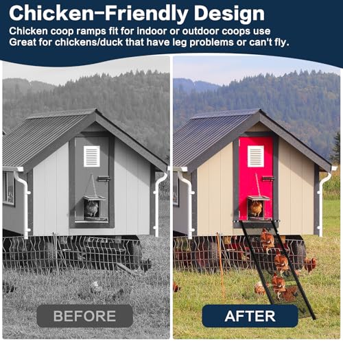 Chicken Coop Ramp, Chicken Ladder & Coop Accessories, Ladder Length Adjustable for Henhouse, Coop Steps for Feet Problem or Cannot Fly Chickens, Heavy Duty Sturdy,Corrosion-Resistant, and Waterproof