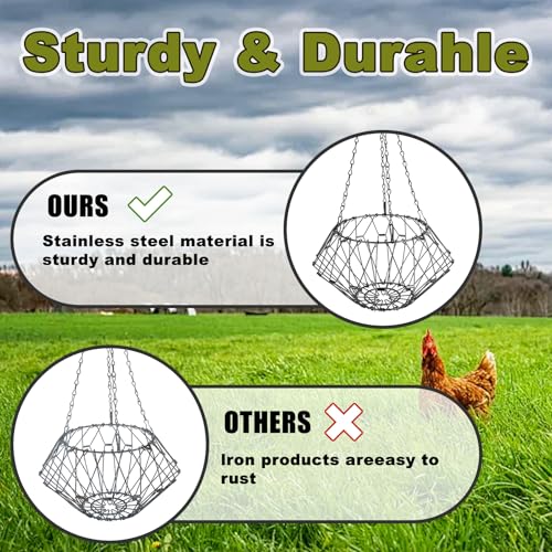 Hanging Chicken Feeder, Foldable Chicken Vegetable and Fruit Food Dispenser, Poultry Feeding Basket with 4 Hanging Chains, Poultry Feeding Vegetable Fast Food Ball (1 Pack) - size: Bag 1Pack