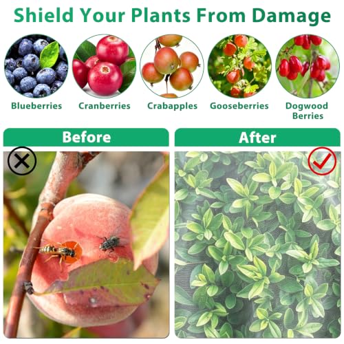 Bird Netting for Garden Protection, 2 Pack 7.21Ft x 5.9Ft Garden Netting | Reusable Fruit Tree Netting, Blueberry Netting, Fine Mesh with Zipper, Drawstring & Lock Buckle, Keeps Birds & Insects Away - size: 2 Pack 7.21Ft x 5.9Ft