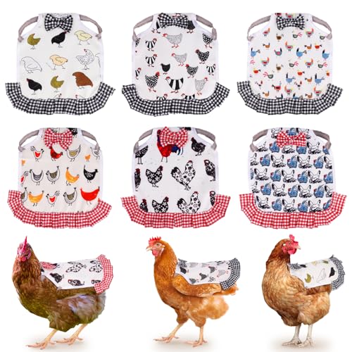 6 Pcs Chicken Saddle for Hens, Chicken Aprons Back Protector | Chickens Vest Jacket Saddles for Poultry Hen Feather Fixer Supplies (Elastic Strap) - style: Elastic Strap