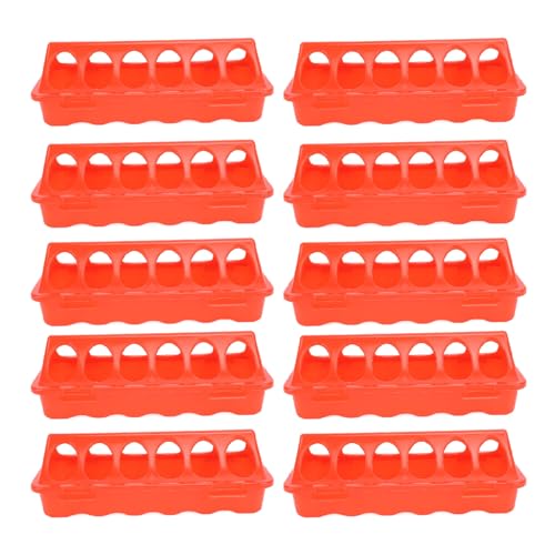 10 Set Flip Top Poultry Feeder, Flip Top Chick Feeder Plastic Quail Small Poultry Feeding Tray 12 Trough Dish Dispenser for Chicken Duck