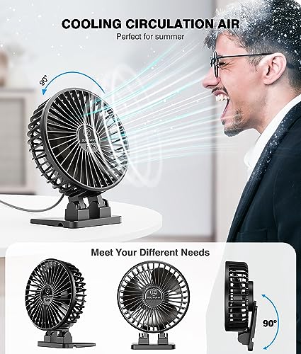 JZCreater USB Desk Fan, Mini Portable, 3 Speeds - Quiet Personal Cooling Fan for Home Desktop Office Travel Bedroom, Deep Black (2Pack) - color: Deep Black 2Pack
