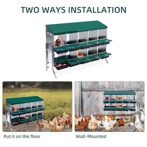 Chicken Nesting Box,8 Compartment Roll Away Nesting Box for Laying Eggs,Wall Mount Chicken Nesting Boxes,Easy Egg Collection,Cleanable Pull Out Hen Roosting Boxes 8 Hole - color: green, size: 8 holes