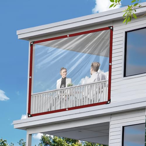 Clear Tarps Heavy Duty Waterproof 6x8 Plastic Tarp with Grommets Clear Vinyl Tarps for Outdoor Patio Enclosure Chicken Coop Covers Waterproof Transparent Tarpaulin for Porch Greenhouse Plant - size: 6x8FT-1PCS