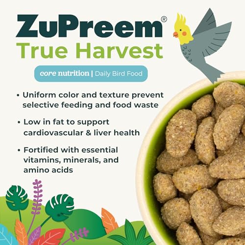 ZuPreem True Harvest Cockatiel & Conure Food, Uniform Bird Food, M, 10 lb | Bird Food Pellets, ZuPreem Natural Pellets, Cockatiels, Conures, Lovebirds, Quakers, Lorikeets, Medium Large Birds, USA - size: 10 Pound (Pack of 1)