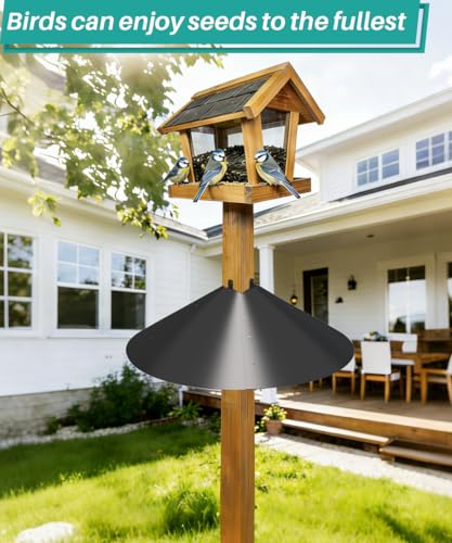 Queension Metal Squirrel Baffle for 4x4 Post, Squirrel Guard, Round, 1 Pack | Squirrel Proof Bird Feeders Baffle for Bird Feeder Poles, Squirrel Guard for Bird House Pole - style: 1 Pack