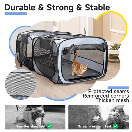 Pet Playpen Pop up Small Pet Cage Enclosure Tent Chick Run Brooder Coop Foldable Kennel for Kitten Ferret Puppy Guinea Pig Rabbit Hamster Chinchillas(No Divider, Unified Space) - color: Grey, size: S, 46.5"L x 24"W x 17.5"H