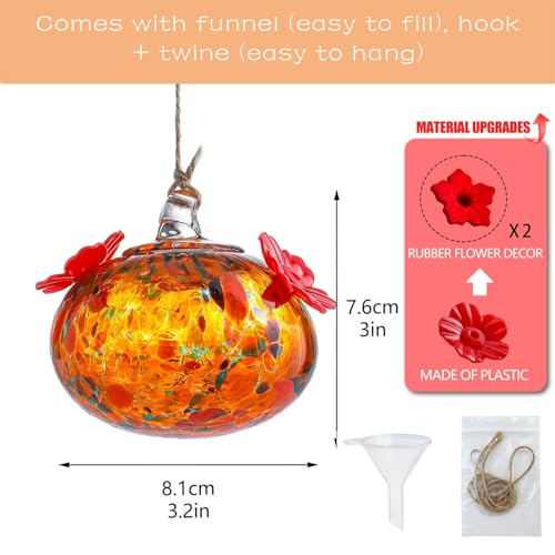 3in Blown Glass Hummingbird Feeder for Outdoors Window Hanging - color: C
