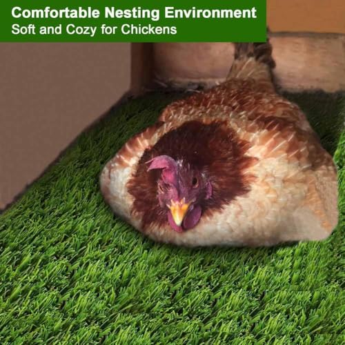 Chicken Laying & Nesting Pads for Coop, Washable Artificial Grass, 6 Pack | 1.2" Thick Egg Cushion | Fits Standard 12x12 Boxes | Anti-Shedding & Flexible | Breathable Drainage Mesh | Easy Rinse & Reuse