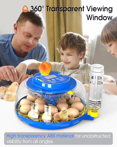 18 Eggs Incubator for Hatching Eggs with Automatic Egg Turning and Humidity Control, Egg Candler, External Water Bottle Refill, Hatch Days Display, 360° Clear View, for Chicken Duck Goose Quail Birds - size: 18 eggs