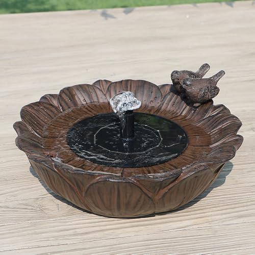 Solar Bird Bath Fountain,Sunflower with Resting Bird,Solar Powered with 3 Nozzles,Outdoor Garden Bird Bath,Solar Water Fountain for Bird Bath,Hummingbird Bird Bath for Outdoor