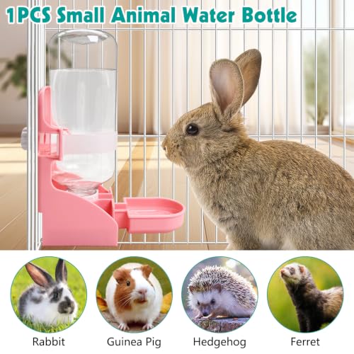 kathson Rabbit Water Bottle, 17oz Hanging Water Fountain Automatic Dispenser No Leak WaterFeeder for Bunny Chinchilla Guinea Pig Hedgehog Ferret - size: 1PCS Water Dispenser, Pink