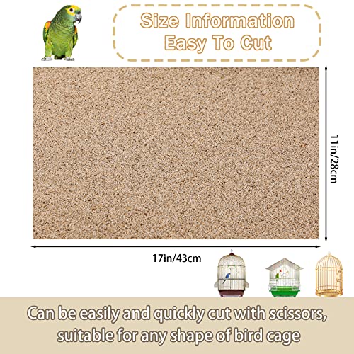 Fabbay 100 Pcs Gravel Paper for Bird Cage Gravel Liner Paper Pet Sandpaper Special for Bird Cage in Sea Sand, Easy Clean Pet Sandpaper Calcium Paper for Birdcage Parrots Cockatiels(11 x 17 Inch)