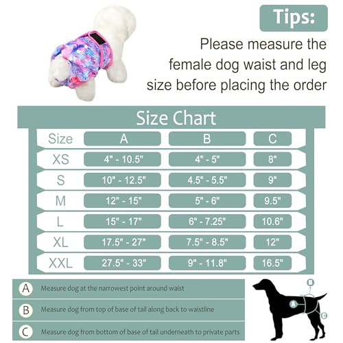 Washable Reusable Female Dog Period Diapers for Heat Doggie Puppy Diapers for Female Dogs, S - color: Colorful and Pink Flowers, size: Small（New Born-11.5“Waist）