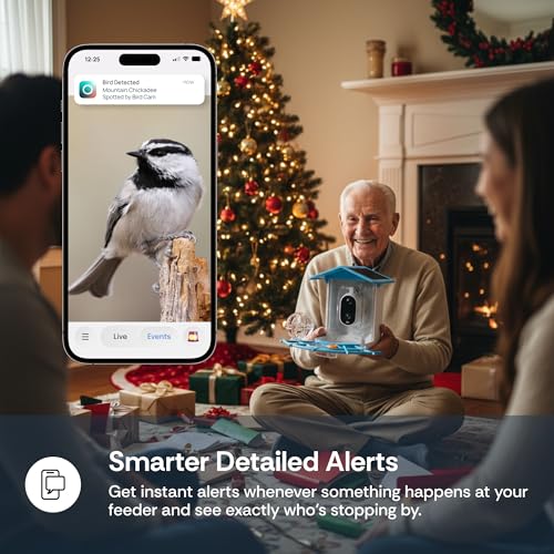 Luna Smart Bird Feeder Camera, 2K Enhanced AI Birds Species Identification | HD Video, Instant Arrival Alerts, Solar Powered, Weatherproof Design for Birdwatching, Ideal Gift for Bird Lovers