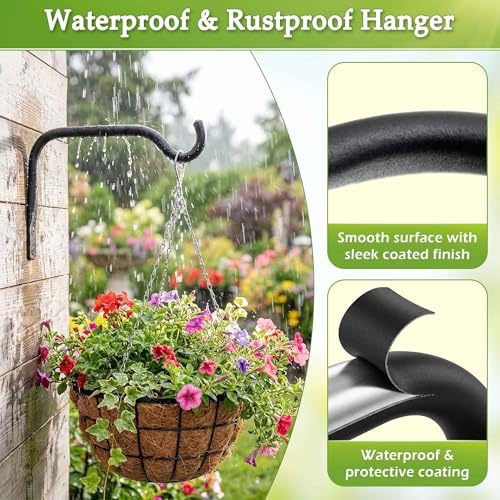 Lifyzoon 6" Outdoor Plant Hangers Brackets, 2-Pack Metal Wall Hanger | Hold 15lbs, Rust-Proof Iron Plant Brackets, Easy Installation, for Hanging Baskets, Bird Feeders, Wind Chimes, Lanterns - size: 6Inch-2Pack