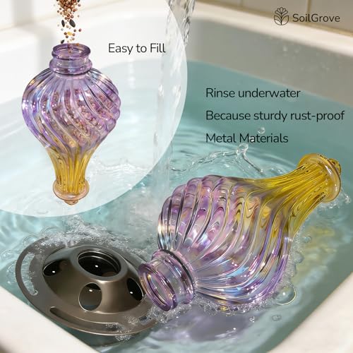 Glass Bird Feeder for Outdoors Hanging – Lantern Shape with Hook, Waterproof Wild Bird Feeder for Seeds, Outside and Garden Decoration