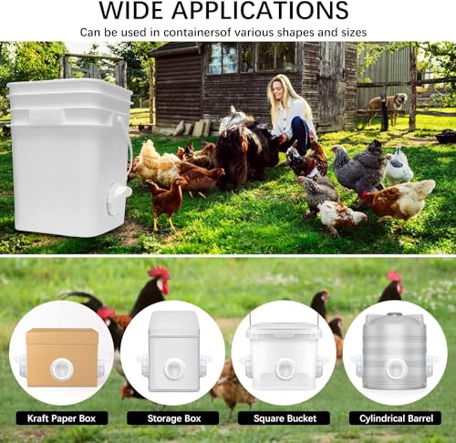 Chicken Feeder Port, 12 Chicken Feeders No Waste,12 Lids 1 Drill Bit, White | Rainproof DIY Automatic Poultry Feeder Cups Kit, Common Breeds Chicken Bucket Feeder for Barrels - color: White, size: 12 pack