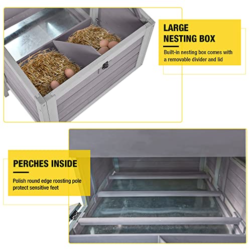 Aivituvin Chicken Coop Duck House with Dual Nesting Boxes for 4-6 Chickens Compatible with Automatic Chicken Coop Door and Extra Run 67.3" L x 36.8" W x 40.6" H - size: 67.2"L x 36.8"W x 40.6"H