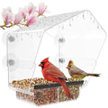 Ermete Window Bird Feeder with Strong Suction Cups, Large View Clear Feeder, Seed Tray, 13in x 5.5in x 4.2in for Outside Weather Proof (S2)
