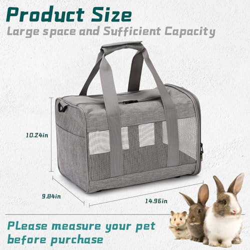 PINVNBY Small Pet Carrier, Guinea Pig Carrier, Bunny Carrier for Travel Camping Outdoor, Breathable Pet Portable Hand Bag for Hamster Rabbit Guinea Pig（Gray） - color: Gray