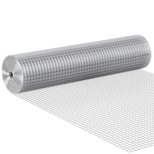 VEVOR Hardware Cloth, 1/2 inch 24in x 25 ft 19 Gauge, Hot Dipped Galvanized Wire Mesh Roll, Chicken Wire Fencing, Wire Mesh for Rabbit Cages, Garden, Small Rodents - size: 24'' x 25'